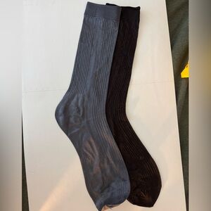 Men's sheer Ribbed Dress Socks - Gray & Brown Set
